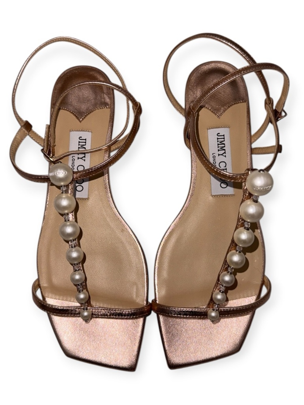 Jimmy Choo Amari Pearl Embellished Sandals Ballet Pink Size 37 NIB - Picture 7 of 15
